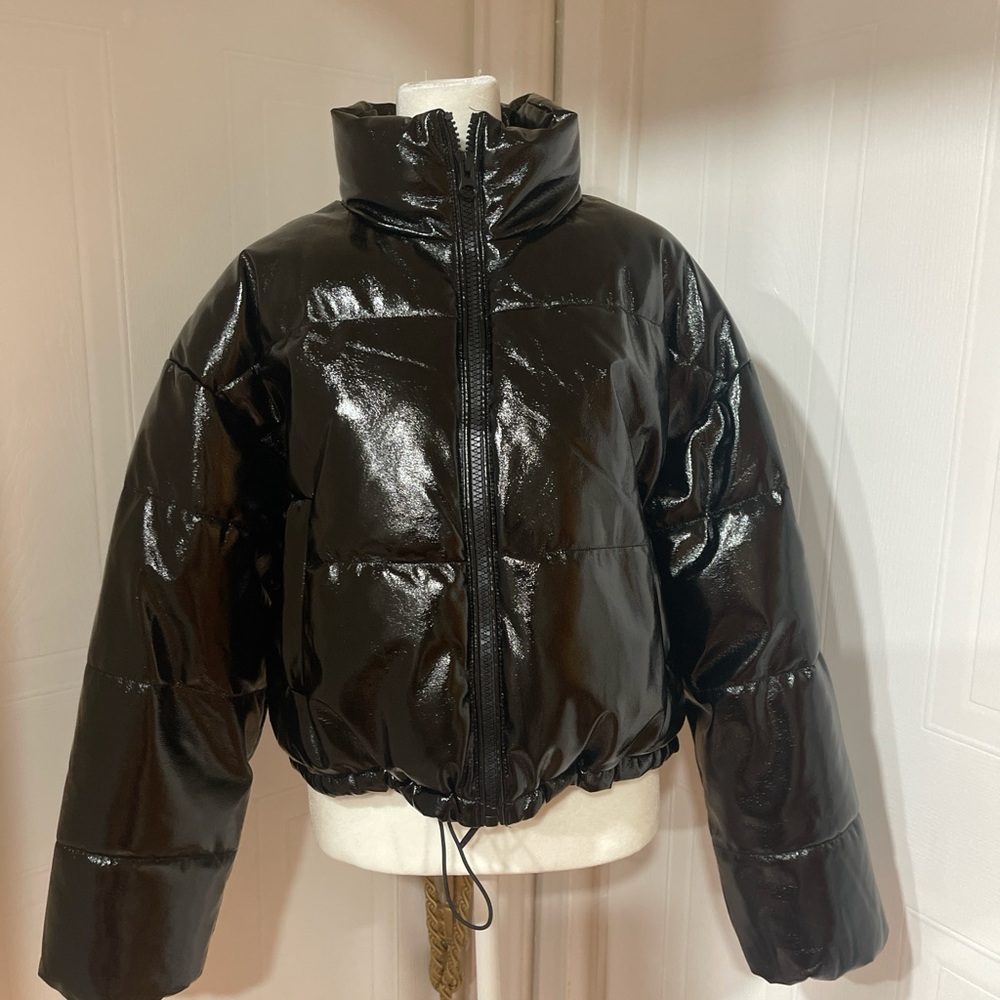 NWOT H&M Shiny Woman’s Black Puffer Jacket S